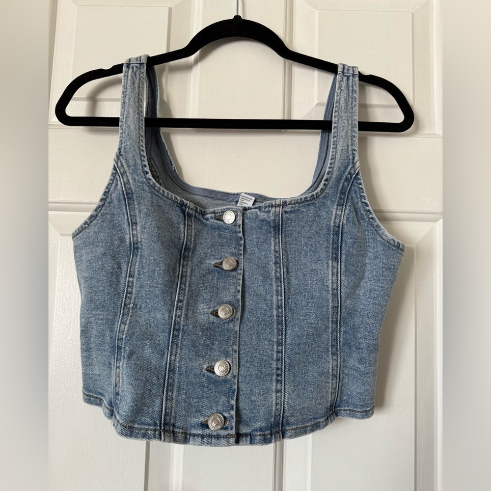 Forever 21 Denim Button-Up Tank Top